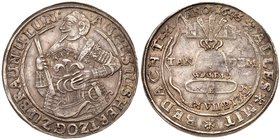 Brunswick-Wolfenb&uuml;ttel. August The Younger (1604-1666). Silver Fifth Bell Taler, 1643. Half-bust of August the Younger, facing left in armor, sce...