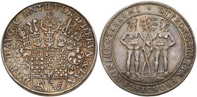 Brunswick-Wolfenb&uuml;ttel. Rudolph August and Anton Ulrich (1685-1704). Silver Taler, 1690-RB. Crest with five helmets dividing date. Rev. Two wildm...