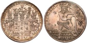 Brunswick-Wolfenb&uuml;ttel. Rudolph August and Anton Ulrich (1685-1704). Silver Taler, 1697-HB. Helmeted arms separating date. Rev. Wildman with tree...