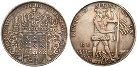 Brunswick-Wolfenb&uuml;ttel. Rudolph August and Anton Ulrich (1685-1704). Silver Taler, 1700-RB. Five helmets above coat of arms. Rev. Wildman with tr...