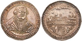 Eisleben. State. Silver 1 &frac12; Show Taler, 1661 (42.9g). Struck for the 100th anniversary of the Naumburg Convention. Obv. Portrait of Martin Luth...