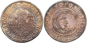 L&uuml;neburg. City. Silver"Man in the Moon" Taler, 1547. City gate with three towers, city arms on gate. Rev. Man in the moon facing right, in circle...