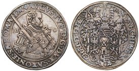 Saxony. August (1553-1586). Silver Taler, 1570-HB. Half figure right dividing date with sword in right hand. Rev. Helmeted arms (Dav 9798). In PCGS ho...