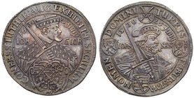 Saxony. Johann Georg I (1616-1656). Silver Taler, 1630. On the centenary of the Augsburg Confession. Capped bust right with sword dividing 16 - 30. Re...