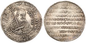 Saxony. Johann Georg I (1616-1656). Silver "Death" Taler, 1656. Facing bust with sword in right hand, legend in two outer circles. Rev. Ten line inscr...