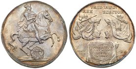 Saxony. Friedrich August I (1694-1733). Silver Vicariat Taler, 1711. King on horseback right, with shield below. Rev. Two sets of crowns and scepters ...