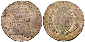 Saxony. Friedrich August III (1763-1827). Silver Taler, 1795-IEC. Armored bust right. Rev. Crowned oval arms within branches (Dav 2701; KM 1027.2). In...