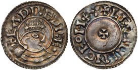 Eadred (946-953), Silver Penny, portrait type, moneyer Levvince. Crowned and draped bust right extending to bottom of coin, legend with linear inner c...