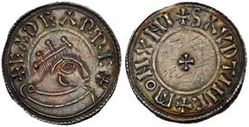 Eadgar (959-975), Silver Penny, Pre-Reform portrait type (959-c.972), moneyer Sadutinc. Crowned and draped bust right extending to bottom of coin, leg...