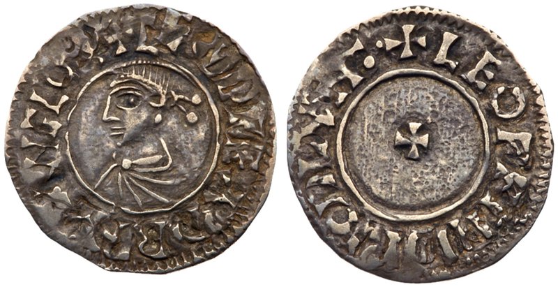 Edward the Martyr (975-978), Silver Penny, London Mint, Moneyer Leofstan. Draped...