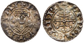 William I (1066-87), Silver Penny, two stars type (1074-77?), Bristol Mint, moneyer Leofwine. Facing crowned bust with star each side, all within line...
