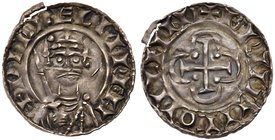 William II (1087-1100), Silver Penny, cross in quatrefoil type (1089-92?), London Mint, Moneyer Bruninc. Facing crowned bust to edge of coin with swor...