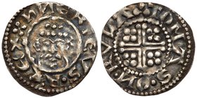 John (1199-1216), Silver Penny, short cross type, Rhuddlan Mint Wales (1190-1215), group I class ii, moneyer Tomas. Facing crowned head with linear co...