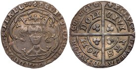 Henry IV (1399-1413), Silver Groat of Fourpence, light coinage (1412-13). Primary series class III, London Mint, facing crowned bust in double tressur...