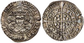 Edward IV, first reign (1461-70), Silver Groat of Fourpence, heavy coinage (1461-64), type III, London Mint. Facing crowned bust, quatrefoil each side...