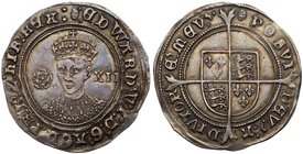 Edward VI (1547-53), fine Silver Shilling of Twelve Pence, third period (1551-53). Facing crowned bust, rose to left, value to right, legend with inne...