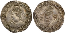 Ireland, Mary (1553-54), Silver Shilling of Twelve Pence, dated 1553 in Roman numerals. Crowned bust left, legend with inner and outer beaded circles ...