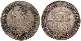 Elizabeth I (1558-1603), Silver Crown. Ornate crowned bust left, holding orb and sceptre, crown breaks inner beaded circle, initial mark 1 (1601), leg...