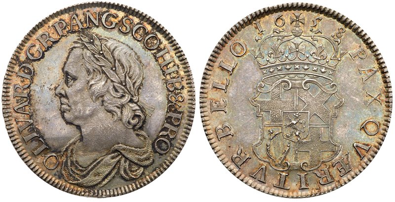 Oliver Cromwell (d.1658), Silver Crown of Five Shillings, 1658, 8 in date struck...