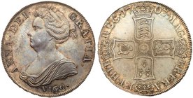 Anne (1702-14). Silver Crown of Five Shillings, Pre-Union type, 1703, VIGO. Below draped bust left, legend and outer toothed border surrounding, ANNA....