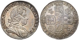 George I (1714-27), Silver Crown of Five Shillings, 1718., 8 struck over 6 in date. Laureate and draped bust right, legend and outer toothed border su...