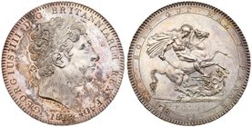 George III (1760-1820), Silver Crown of Five Shillings, 1818 LVIII. Laureate head right, engraved by Benedetto Pistrucci, PISTRUCCI below truncation, ...