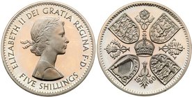 Elizabeth II (1952-), frosted VIP Proof Crown, 1960. Struck in cupro-nickel young laureate head right, M.G. incuse in truncation for designer Mary Gil...