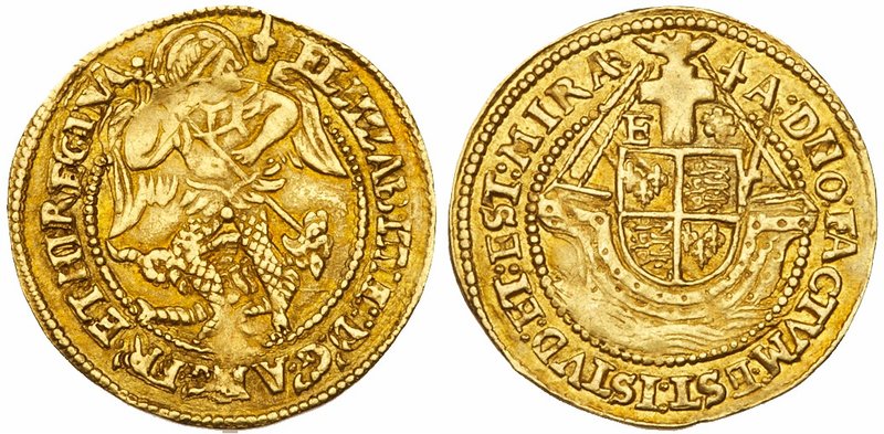 Elizabeth I (1558-1603), Gold Half Angel, Undated (2.55g)Charles II (1660-1685)....