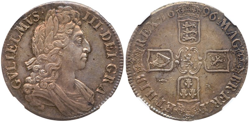 William III (1694-1702), Silver Crown, 1696. Third laureate and draped bust righ...