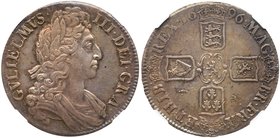 William III (1694-1702), Silver Crown, 1696. Third laureate and draped bust right, legend and toothed border surrounding, GVLIELMVS. III. DEI. GRA. Re...