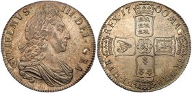 William III (1694-1702), Silver Crown, 1700. Third laureate and draped bust variety right, legend and toothed border surrounding, GVLIELMVS. III. DEI....