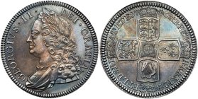 George II (1727-60), Silver Proof Crown, 1746. Older laureate and draped bust left, Latin legend and toothed border surrounding, GEORGIVS.II. DEI.GRAT...