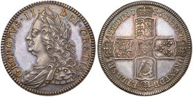 George II (1727-60), Proof Silver Halfcrown, 1746. Older laureate and draped bust left, legend and toothed border surrounding, GEORGIVS. II. DEI. GRAT...