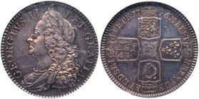 George II (1727-60), Proof Silver Shilling, 1746. Older laureate and draped bust left, legend and toothed border surrounding, GEORGIVS. II. DEI. GRATI...