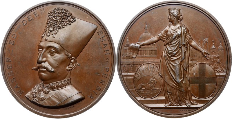 Victoria (1837-1901), Medal,1873. Nasr-Ed-Din (King of Persia, 1848-1896), Visit...