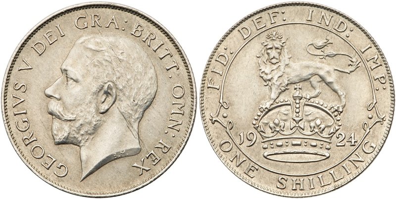 George V (1910-36), Nickel trial pattern Shilling, 1924. Bare head left, recut s...