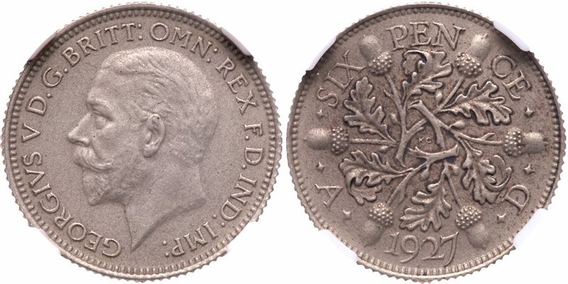 George V (1910-36), 0.500 Silver Matt Proof Sixpence, 1927. Struck from sand-bla...