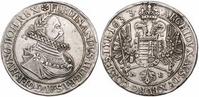 Ferdinand II (1619-1637). Silver Taler/Tall&eacute;r, 1633 NB (28.18g). Nagyb&aacute;nya/Neustadt. Laureate, draped and cuirassed bust right wearing r...