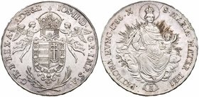 Joseph II (1765-1790). Silver Taler/Tall&eacute;r, 1786 B (28.02g). K&ouml;rm&ouml;cb&aacute;nya/Kremnitz. Crowned shield supported by angels. Rev. Ra...