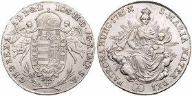 Joseph II (1765-1790). Silver &frac12; Taler/ &frac12; Tall&eacute;r, 1785 A, 13.98. Wien/ Becs. Angels supporting crown over shield. Rev. Radiant Mad...