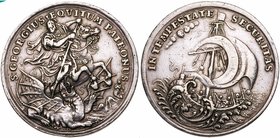 Silver Schau Taler (St. Georgtaler), 18th Century (30.53g). K&ouml;rm&ouml;cb&aacute;nya/Kremnitz. Apparently by Heinrich Fuchs. St. George riding rig...