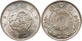 Mutsuhito (1867-1912). Silver 1-Yen, Meiji 3 (1870). Type 2 (JNDA 01-9; KM Y5.2). In PCGS holder graded MS 64. Value $1,200 - UP