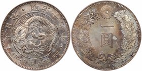 Mutsuhito (1867-1912). Silver 1-Yen, Meiji 19 (1886). Large Size (JNDA 01-10; KM Y-A25.2). In PCGS holder graded MS 65, lightly toned and among the fi...