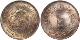 Mutsuhito (1867-1912). Silver 1-Yen, Meiji 34 (1901). (JNDA 01-10A; KM Y-A25.3). In PCGS holder graded MS 65+, lightly toned. Value $900 - UP