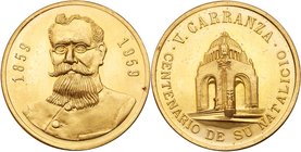 Venustiano Carranza, Centenario de su Natalicio. Gold Medal, 1959 (16.65g). Mint issue. Carranza facing to the front. Rev. The Revolution Monument in ...