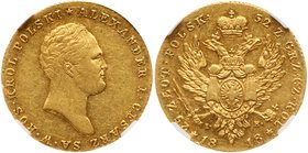 25 Zlotych 1818-IB. GOLD. 
Bit 813 (R ), Fr.106. Authenticated and graded by NGC AU 55. Almost uncirculated