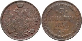 3 Kopecks 1851 BM. Warszawa. 
Bit 856 (R1), B 230 (S), Ilyin (2 Rubl.). Small dig by eagle’s head, otherwise Good extremely fine