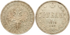 Rouble 1876 CПБ-HI. 
Bit 89, Sev 3860 (S). Scarce with a low mintage of only 778,005 pcs. Prooflike fields. About uncirculated