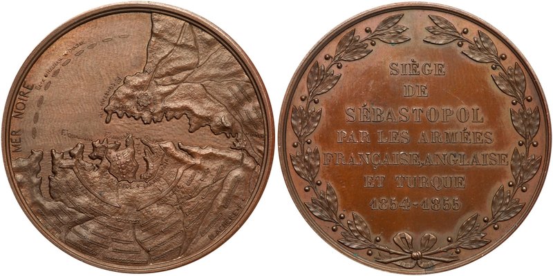 Medal. Bronze. 42 mm. By Blachère. Siege of Sebastopol, 1854-1855.
 Map of the ...