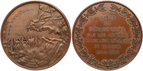 Medal. Bronze. 42 mm. By Blachère. Siege of Sebastopol, 1854-1855.
 Map of the siege / Six-line French legend and dates within wreath. Uncirculated